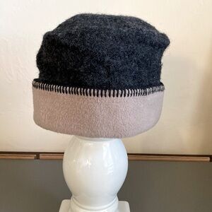 C/WS Winter Cap Hat unisex Wool/Fleece Warm soft cadet style Beenie Grey/Cream